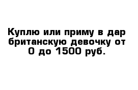 Куплю или приму в дар британскую девочку от 0 до 1500 руб.